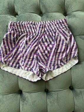 GAPFit Pink, Purple and White Striped Athletic Shorts Women XS